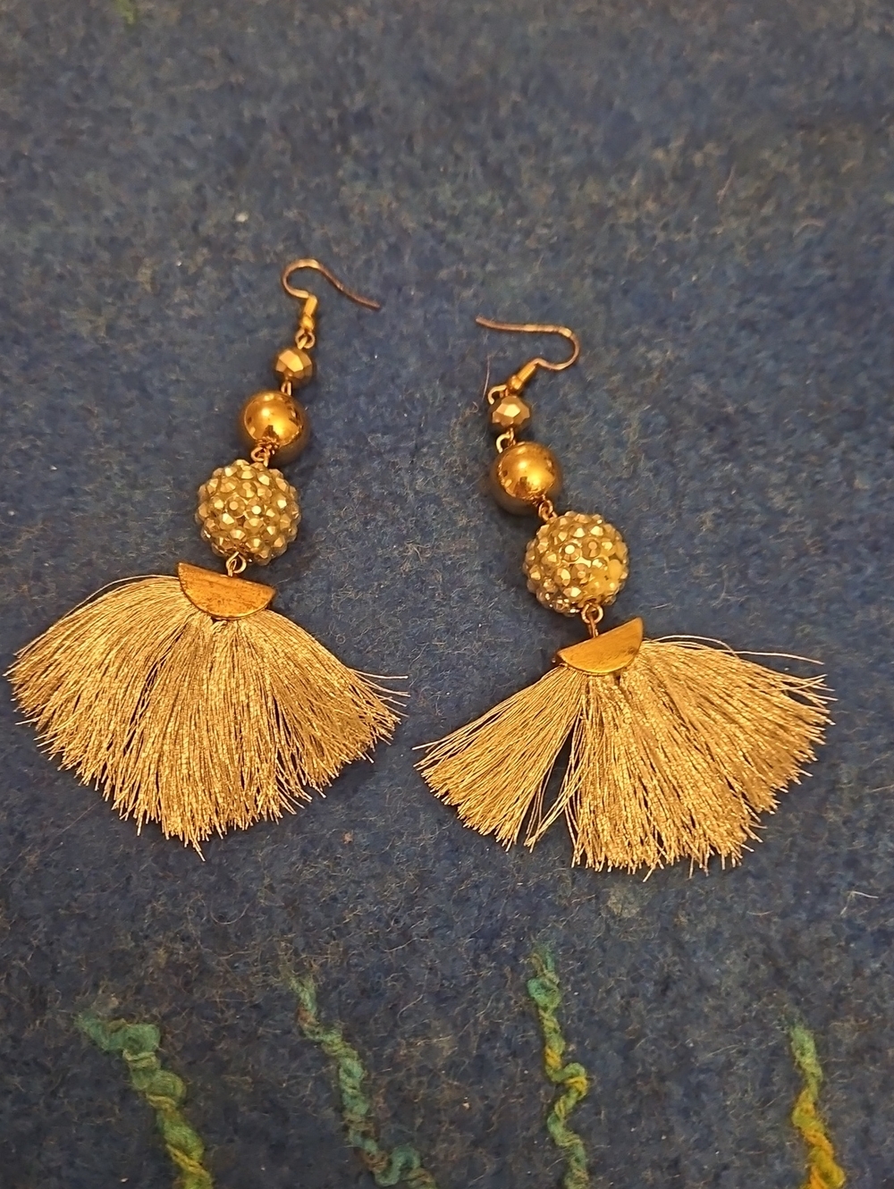 6 For $15 Gold Tassel Drop Earrings with Beaded Accent